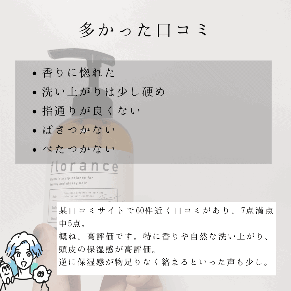 フローランスボリュームシャンプーの多かった口コミ