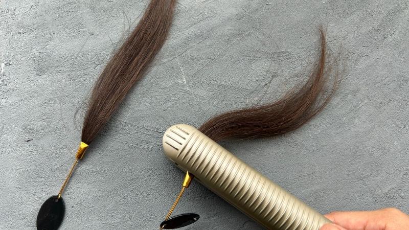 ヤーマンスムースアイロンフォトイオンの毛束検証画像